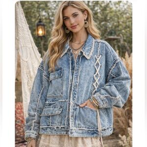 🆕 OLI & HALI Rope Detailed Patchwork Denim Jacket